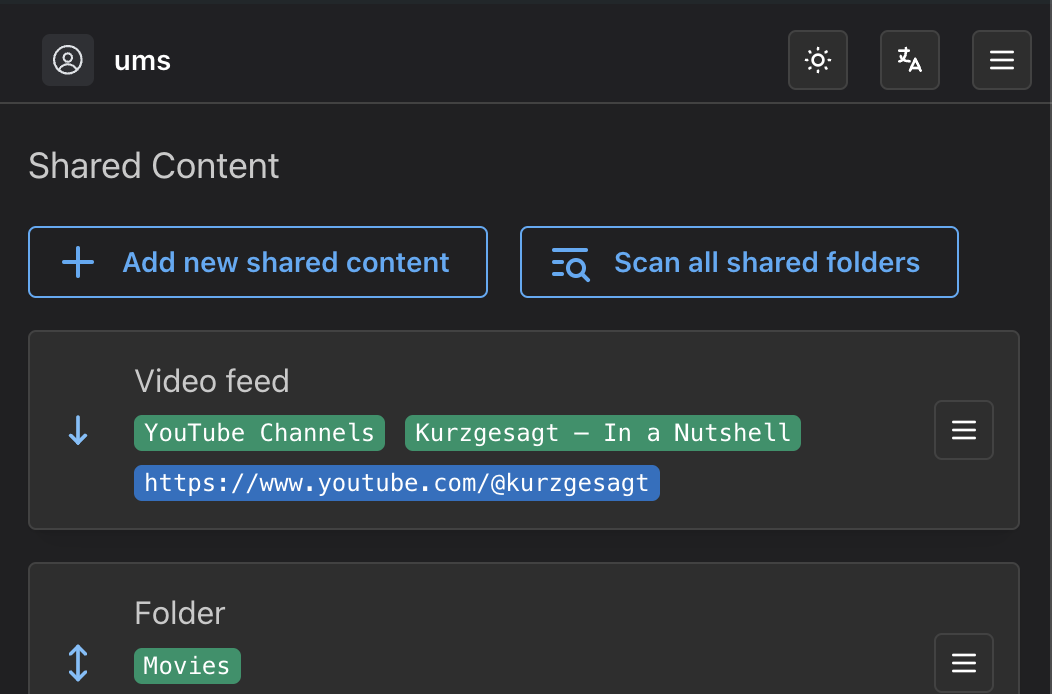 Lista de contenido compartido y capacidad de ordenación